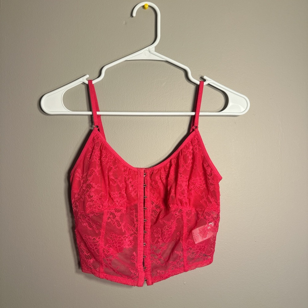Garage Hot Pink Lace Corset Top